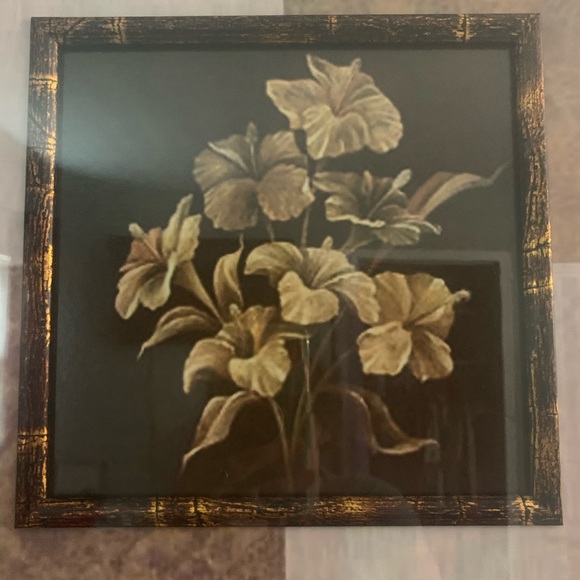 Vintage floral print in bronze frame - Picture 3 of 7